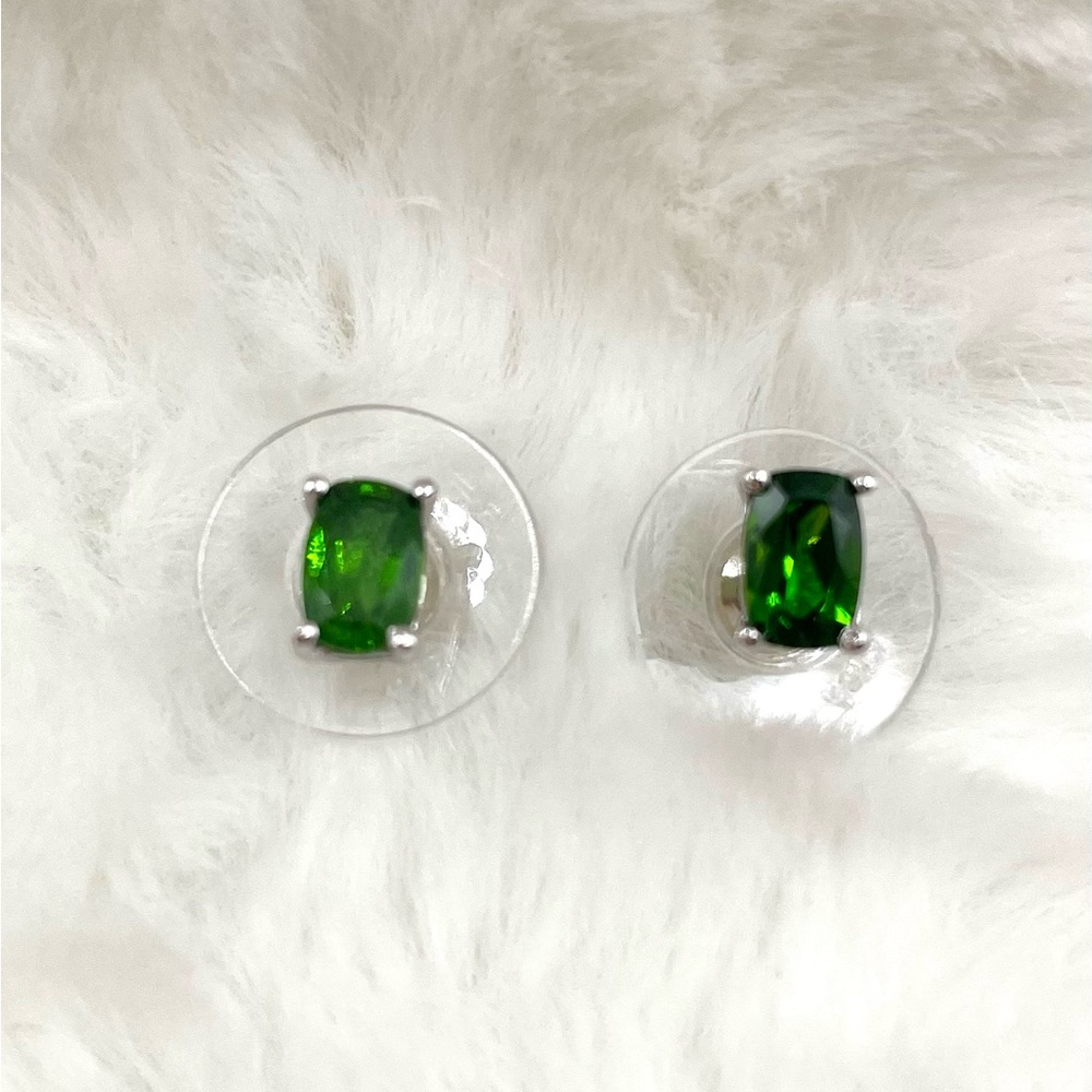 Elegant Russian Green Diopside Stud Earrings